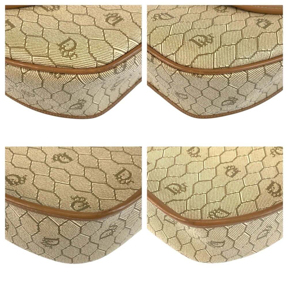 Christian Dior Vintage Honeycomb Pattern Beige Brown Leather Shoulder Bag/Pou... - Picture 4 of 8